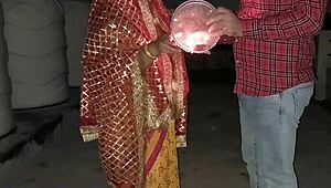 Husband and wife have chudai after breaking fast on Karva Chauth with missionary, bent over, assfucking, doggystyle.