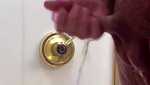 Jacking off hard in the steamy shower until bursting