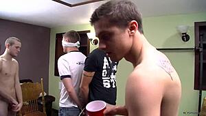 bryce corbin in a masked group session with tattoos