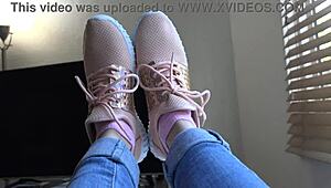 kristy's fresh sneakers spark wild fetish close-up action