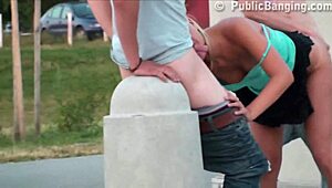 Cute Blonde Teen Faces Public Gangbang Outdoors