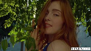 Vixen the beautiful redhead bent over for doggystyle and cowgirl