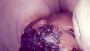 Enjoying a tasty blowjob in the shower, climaxing three times