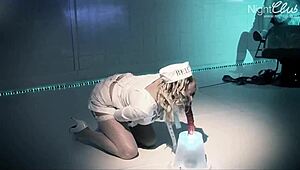 Sluts in a group get their mouths and pussies filled with huge cocks in BDSM fetish action.