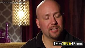 Man, wild orgy in a limousine with horny swinger couples getting it on