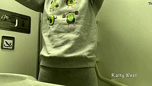 OMG, risky airplane toilet masturbation without panties, nearly caught! 😱