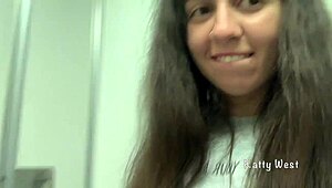 OMG, risky airplane toilet masturbation without panties, nearly caught! 😱