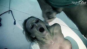 Sluts in a group get their mouths and pussies filled with huge cocks in BDSM fetish action.