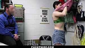 Religious shoplifter teen caught and fucked hard for crime