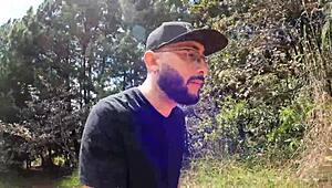 Wow! Outdoor threesome after workout with sloppy friends banging hard!