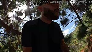 Wow! Outdoor threesome after workout with sloppy friends banging hard!