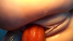 both holes of this anime doll get used and inserted deep