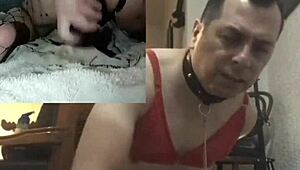 Intensely using two octopus dildos in bdsm lingerie