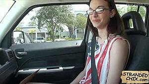 Holy Shit! Stranded Teen Sucks Cock for Ride Home!