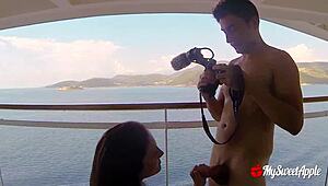 Horny Couple's Wild Balcony Fuck on Mediterranean Cruise