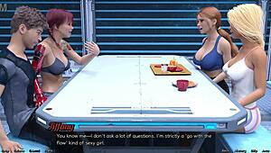 Stranded in space, she gives a public handjob to his huge cock 😍