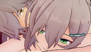 Qingque and Jing Yuan in an Anime Game Scene