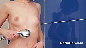 Skinny Teen 18+ Chloe Moretta Masturbates After Hot Shower