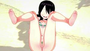 Tsuyu Froppy in hot swimsuit wants to do it on the beach in My Hero Academia