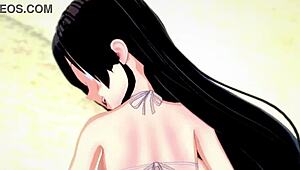 Tsuyu Froppy in hot swimsuit wants to do it on the beach in My Hero Academia