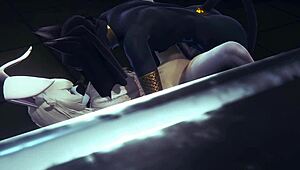 Yaoi femboy furry Anubis dogboy and Mew catboy bang bunnyboy in hard threesome.