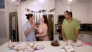 Milf Screwed By Stepson On Birthday, Right Before Her Husband - Emmy Demur