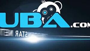 Sexy brunette pornstar Dani enjoys a threesome with black guy, blowjobs, and cum on tits