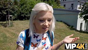 In Prague, an old friend rides cock in POV cuckold scene with shaved pussy piercing