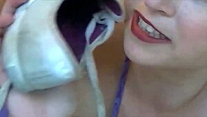 sweaty for step-dad with feet fetish orgasm and vibrator toys