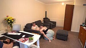 damn! cuckold husband watches wife bang bodybuilder hard