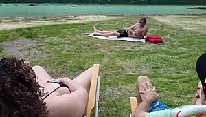 Voyeur Masturbates on Beach While I Touch Myself in Public Flash