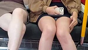 Look at these Japanese cuties flashing skirts on the train