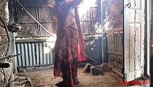 Red saree wife gives outdoor blowjob in official video by localsex31 😍