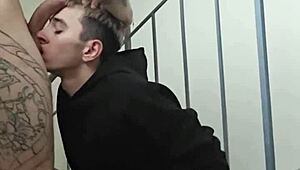 I spotted a sexy twink jerking off, so I joined and sucked his cock