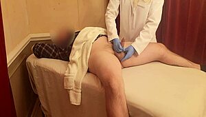 Urologist roleplay leads to intense handjob session
