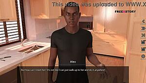 alex is shaking his hard dick while watching his landlady's nude yoga poses.