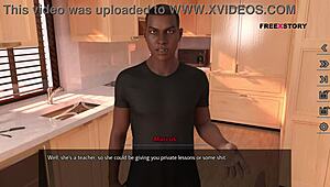 alex is shaking his hard dick while watching his landlady's nude yoga poses.