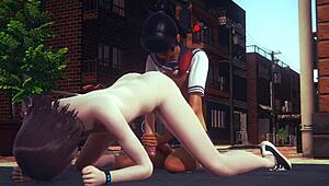 Yaoi Femboy Simon in Hardcore Japanese Anime Action