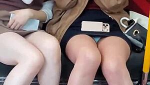 Look at these Japanese cuties flashing skirts on the train