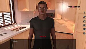 alex is shaking his hard dick while watching his landlady's nude yoga poses.