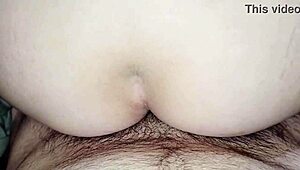 Quick anal session with a hairy milf in bdsm cowgirl, feeling the wet tits and orgasmic rush 😈