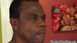 This teen gets pounded hard by an old dude in a wild encounter.