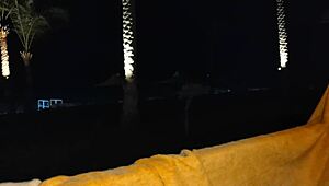 Risky blowjob on Egypt hotel balcony before steamy shower with cum in mouth. Holiday just got wilder!