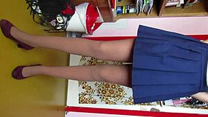 Leg Show Custom Video with Skirt, Shoes, Stockings, and Foot Fetish