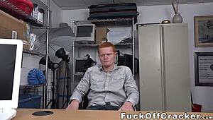 Hey, redhead guy tempted by cash, pleasuring a monster black dick! 💦