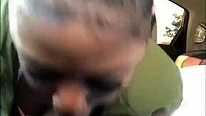 Intense head sucking in chipotle parking lot leads to explosive cumshot