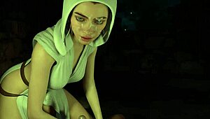 Just a casual day with 3D hentai Princess Leia Organa giving a teasing handjob