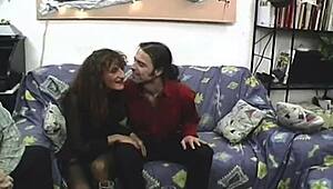 Heavily Pierced Mature Woman Engages In Three On Two Orgy With Pussy And Blowjob