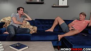 Horny Step Brothers Masturbating To Gay Porn Then Fucking Each Other!