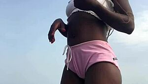 Crazybitch Twerking Hard In Sexy Clothes Outdoor On The Beach With Lesbian Vibes